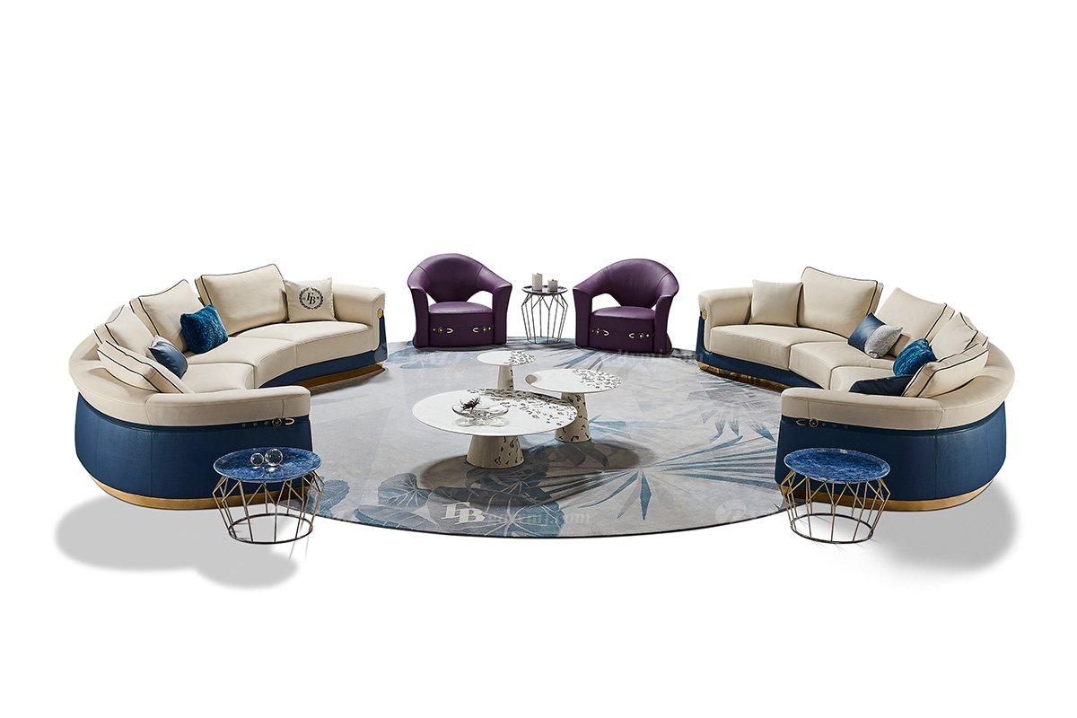 意式輕奢家具高端別墅會所家用時尚舒適大氣四人位弧形沙發(fā)FB128SF4S場景