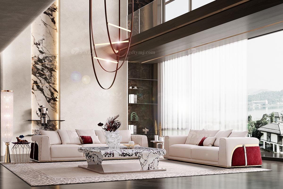 意式輕奢家具高端別墅會(huì)所家用時(shí)尚舒適大氣豪宅真皮二人位沙發(fā)三人位沙發(fā)FB131SF3場(chǎng)景