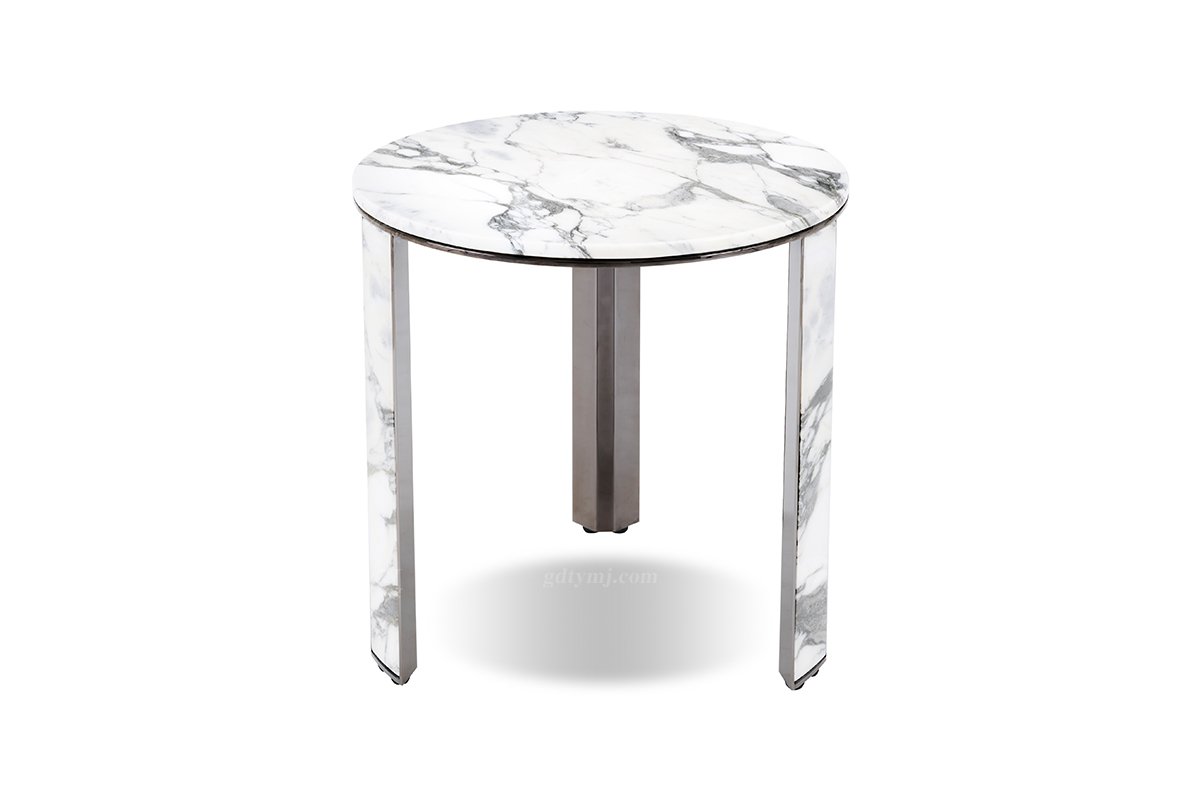 意式輕奢家具高端別墅會(huì)所大宅家用精美大花白大理石圓幾角幾FB302H4RC（1）