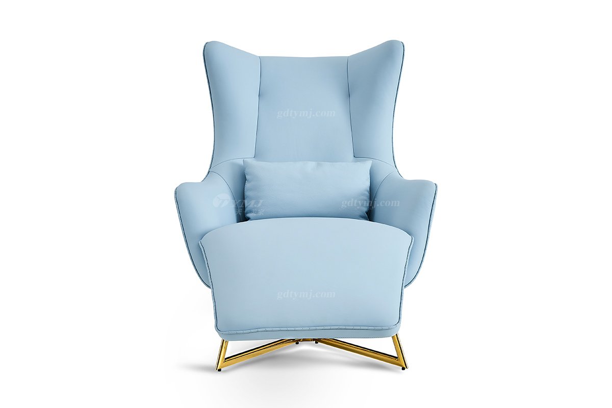 意式輕奢家具高端別墅會所大宅家用舒適淺藍(lán)色真皮躺椅休閑椅