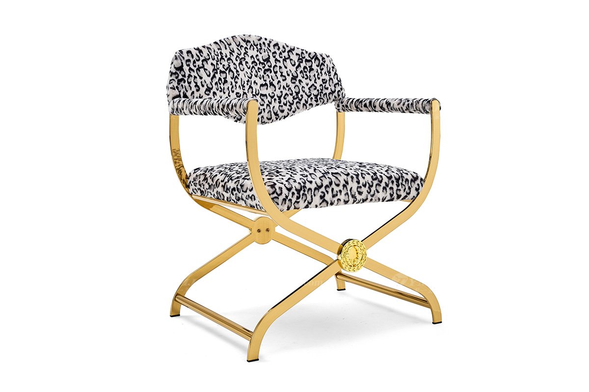 意式輕奢家具高端別墅會所大宅家用高級鈦金屬休閑椅FB122H41（1）