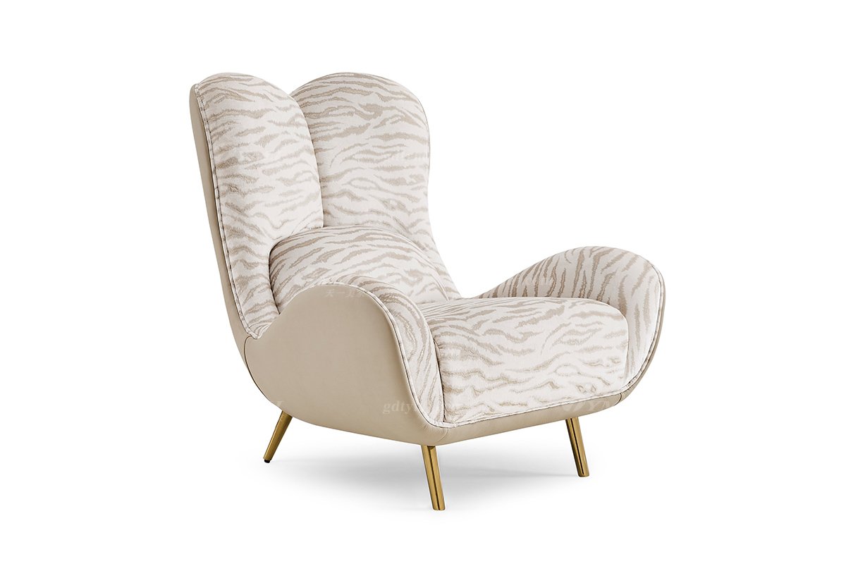 意式輕奢家具高端別墅會(huì)所大宅家用高級皮布結(jié)合休閑椅FB123SF14A1