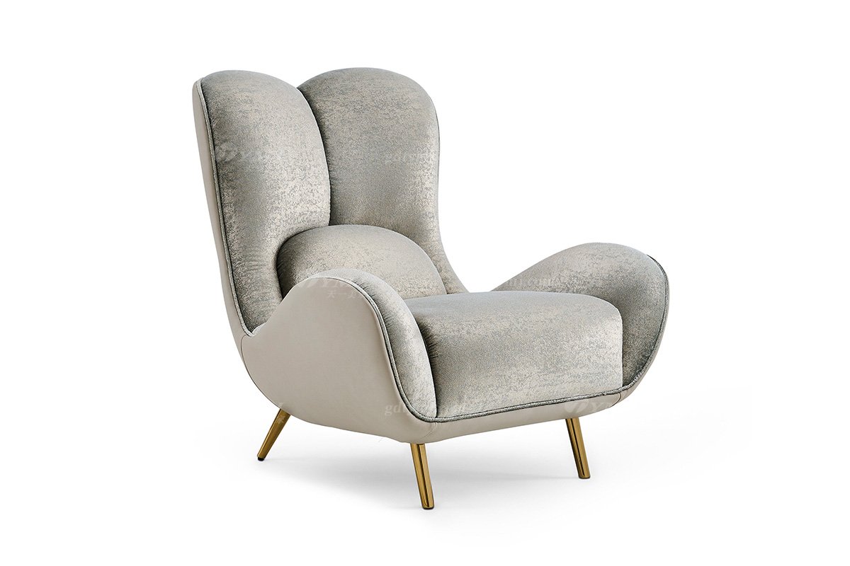 意式輕奢家具高端別墅會(huì)所大宅家用高級皮布結(jié)合休閑椅FB123SF14B1