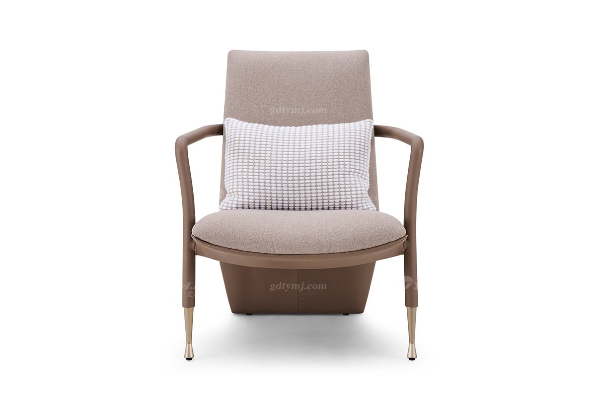 意式輕奢家具高端別墅會(huì)所大宅家用時(shí)尚棕色單椅休閑椅