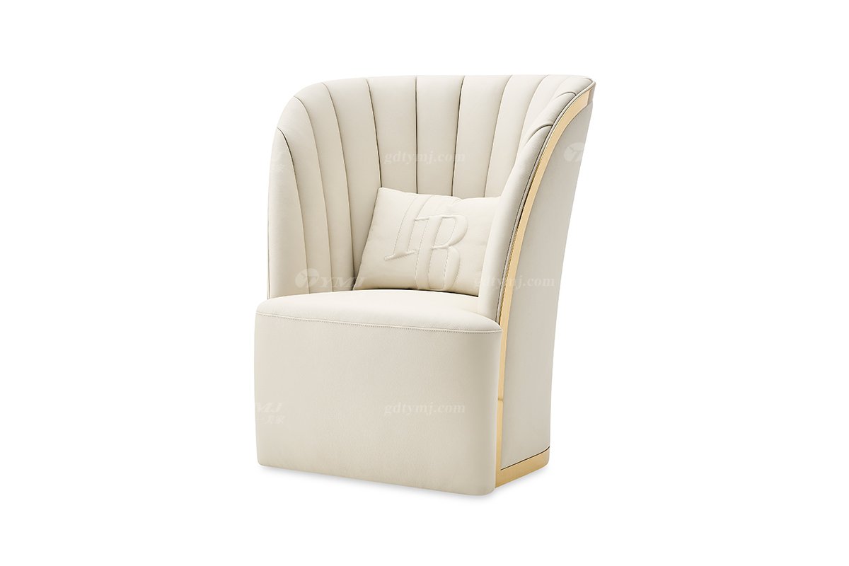 意式輕奢家具高端別墅會(huì)所大宅家用時(shí)尚舒適灰色全皮單椅休閑椅