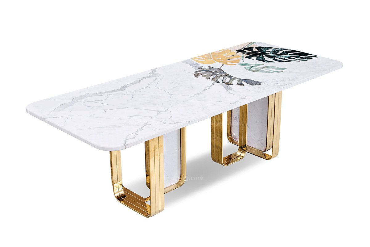 意式輕奢家具高端別墅會(huì)所大宅家用時(shí)尚奢華大理石長(zhǎng)餐臺(tái)FB201D25CL（1）