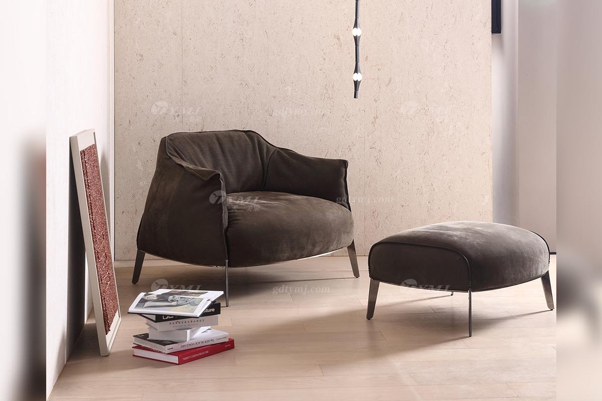 意式輕奢風(fēng)格家具高端別墅會所家具雅奢皮藝休閑椅LC2201休閑椅1