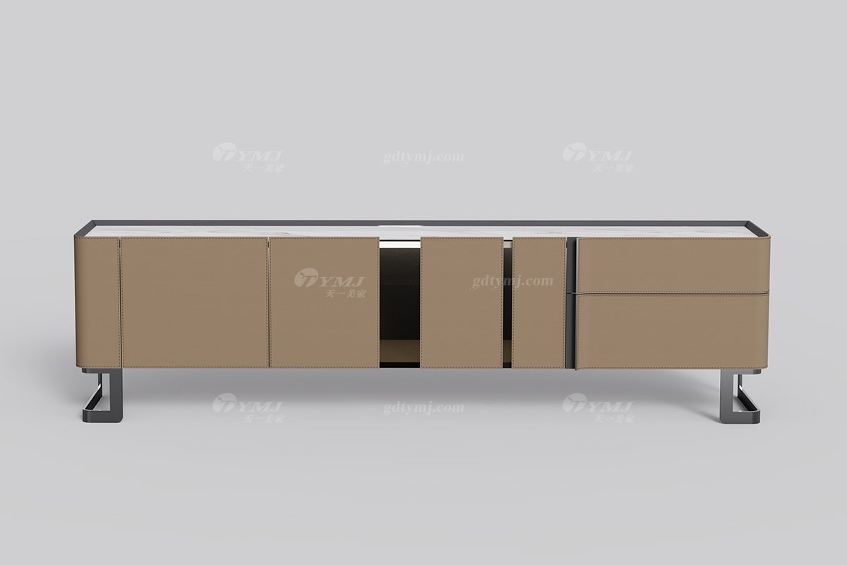 意式雅奢風(fēng)格家具高端別墅會(huì)所家具簡(jiǎn)約實(shí)木+五金底電視柜LH2207電視柜