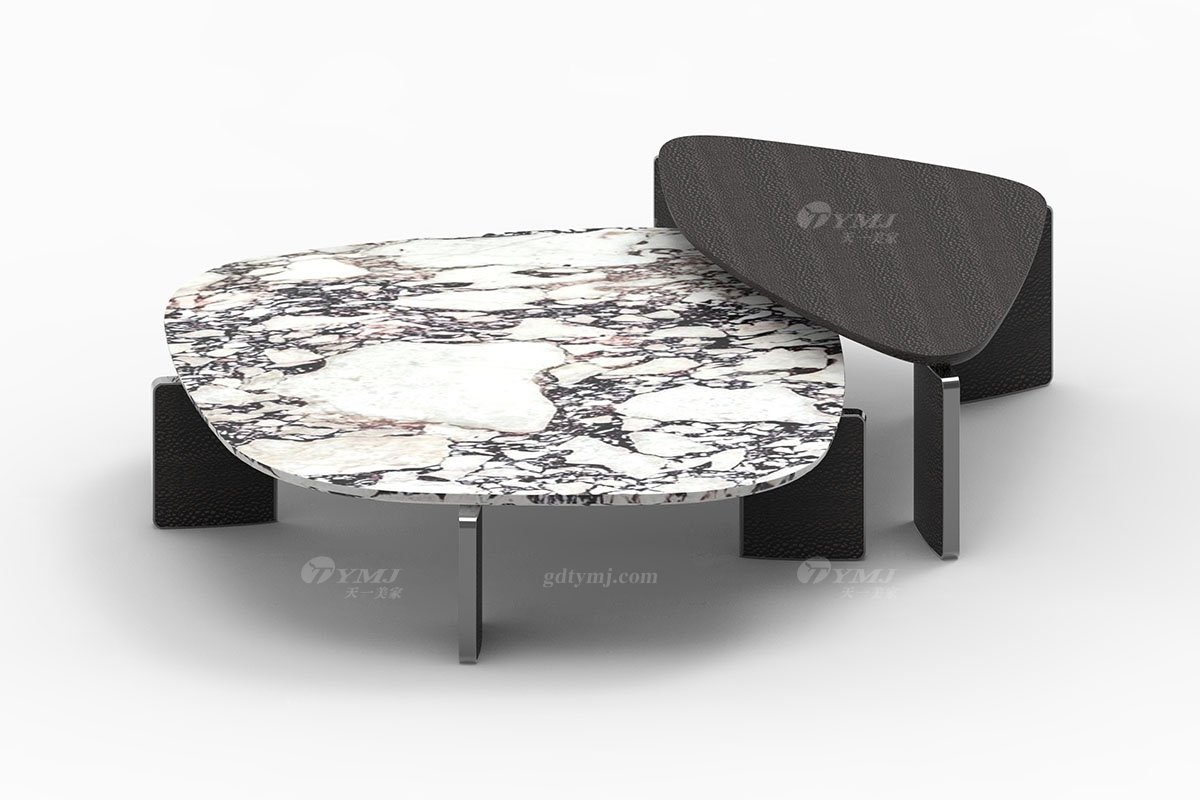  意式雅奢風(fēng)格家具高端別墅會(huì)所家具簡(jiǎn)約高級(jí)天然大理石異形茶幾