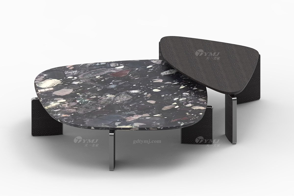  意式雅奢風(fēng)格家具高端別墅會(huì)所家具簡(jiǎn)約高級(jí)天然大理石異形茶幾LT2303茶幾1