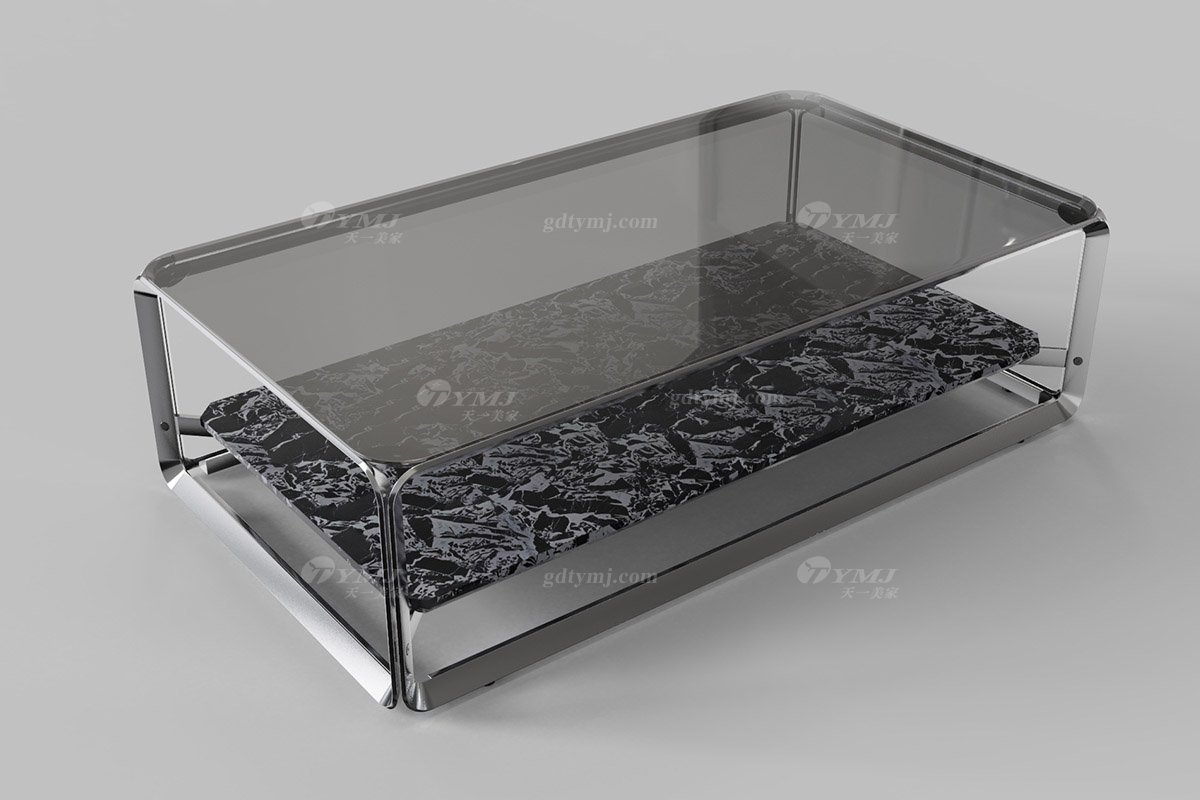  意式雅奢風(fēng)格家具高端別墅會(huì)所家具簡(jiǎn)約高級(jí)不銹鋼+玻璃方茶幾