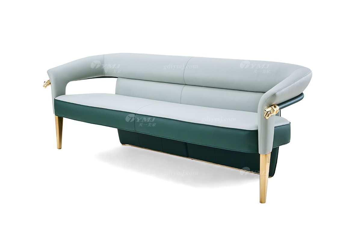 意式輕奢家具高端別墅會所大宅家用時(shí)尚奢華綠色真皮長茶椅長茶椅1