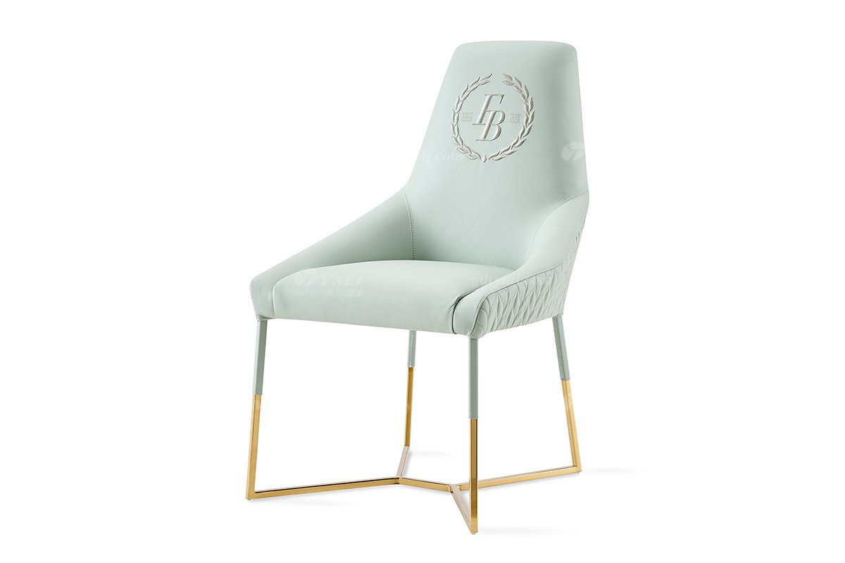 意式輕奢家具高端別墅會所大宅家用時尚奢華鈦金屬真皮餐椅餐椅1