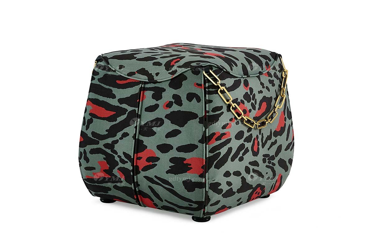 意式輕奢家具高端別墅會(huì)所豪宅家用時(shí)尚奢華彩色布藝腳踏