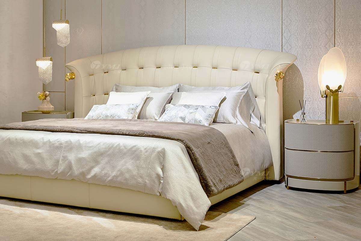 意式輕奢家具高端別墅會(huì)所豪宅家用時(shí)尚奢華天然大理石淺灰色床頭柜205B22B床頭柜4