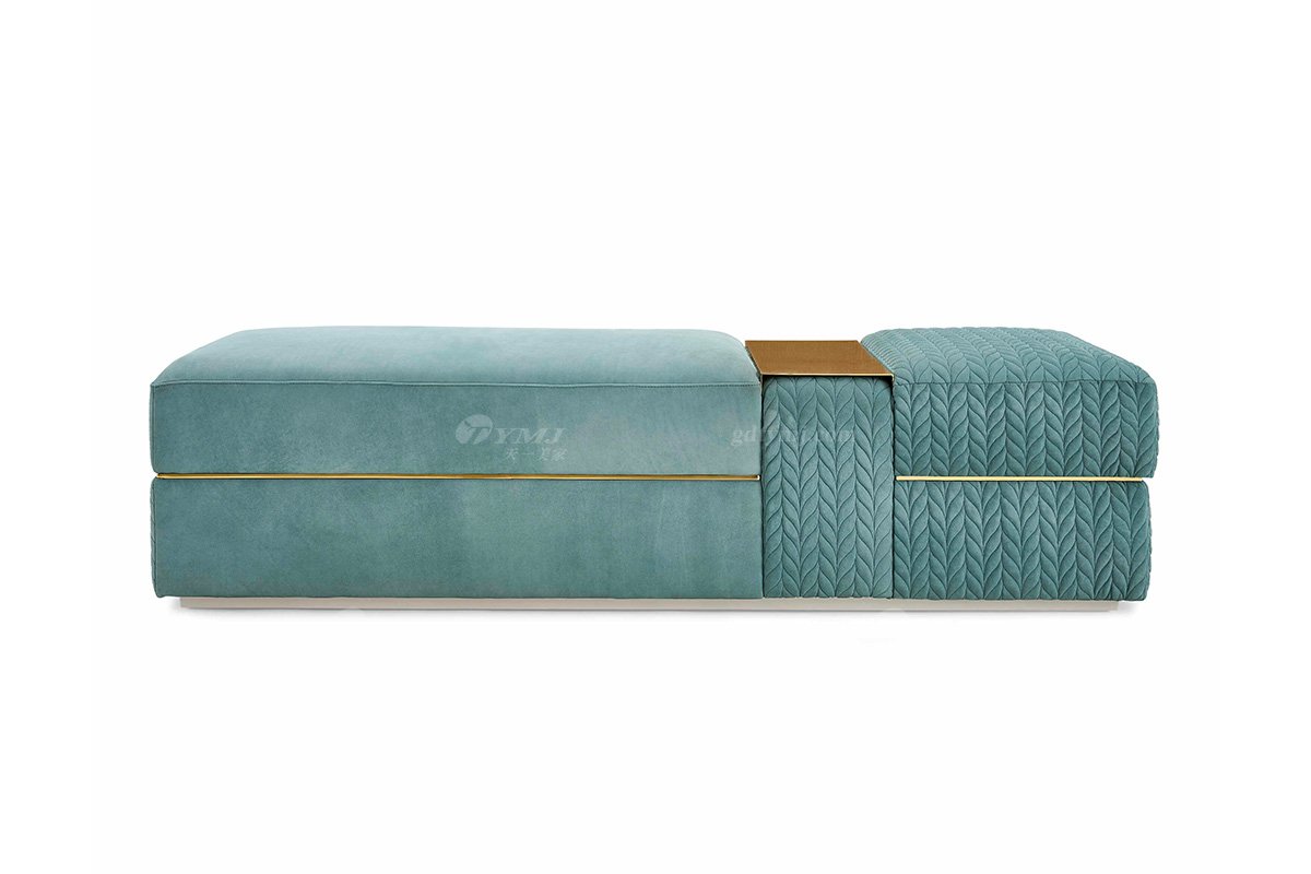 意式輕奢家具高端別墅會(huì)所豪宅家用時(shí)尚奢華鈦金屬綠色床尾凳